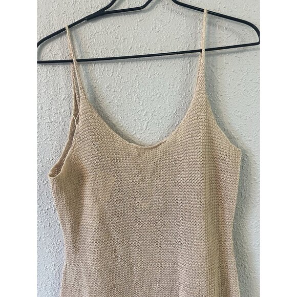ONIA Dress Womens L Open Knit Linen Textured Swim Neutral Coverup Sweater NEW - Picture 5 of 15